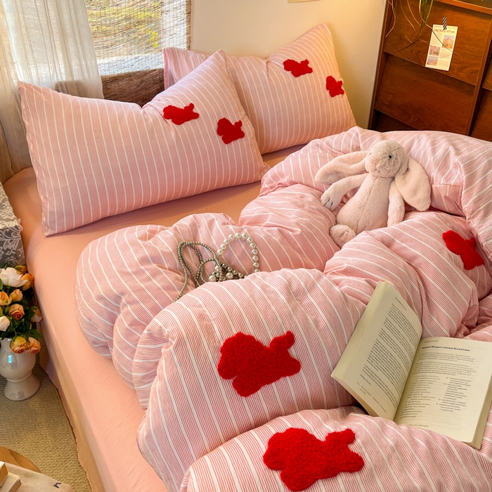 91家纺网 家纺一手货源 找家纺 （总）花伞家居 2026新款小马毛巾绣双层纱四件套含买家秀