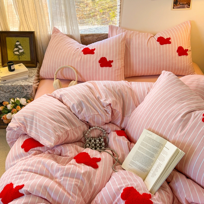 91家纺网 家纺一手货源 找家纺 （总）花伞家居 2026新款小马毛巾绣双层纱四件套含买家秀