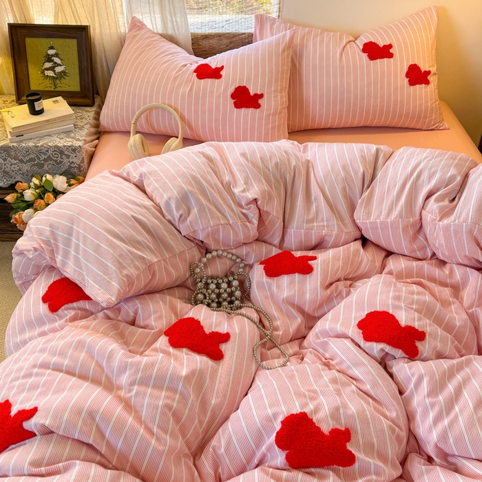 91家纺网 家纺一手货源 找家纺 （总）花伞家居 2026新款小马毛巾绣双层纱四件套含买家秀