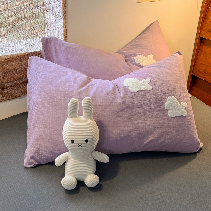 91家纺网 家纺一手货源 找家纺 花伞家居 2026新款小马毛巾绣双层纱四件套含买家秀 马上发财-风信紫