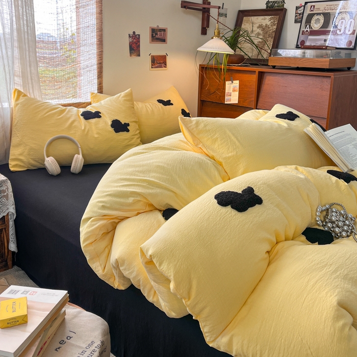 91家纺网 家纺一手货源 找家纺 （总）花伞家居 2026新款小马毛巾绣双层纱四件套含买家秀