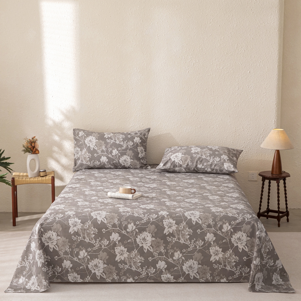 91家纺网 家纺一手货源 找家纺 金泰莱 2026新款棉麻老粗布床单亚麻老粗布凉席 墨棠