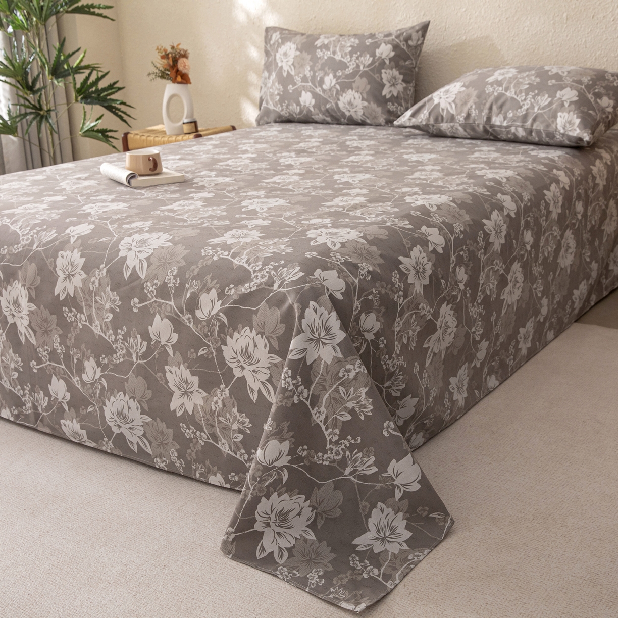 91家纺网 家纺一手货源 找家纺 金泰莱 2026新款棉麻老粗布床单亚麻老粗布凉席 墨棠