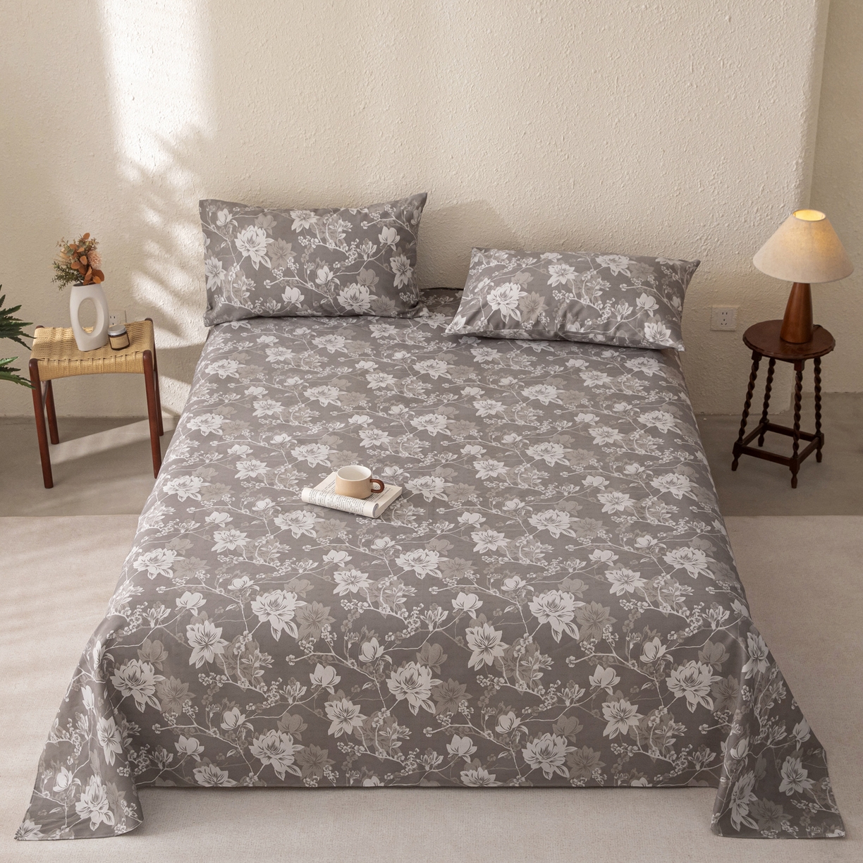 91家纺网 家纺一手货源 找家纺 金泰莱 2026新款棉麻老粗布床单亚麻老粗布凉席 墨棠