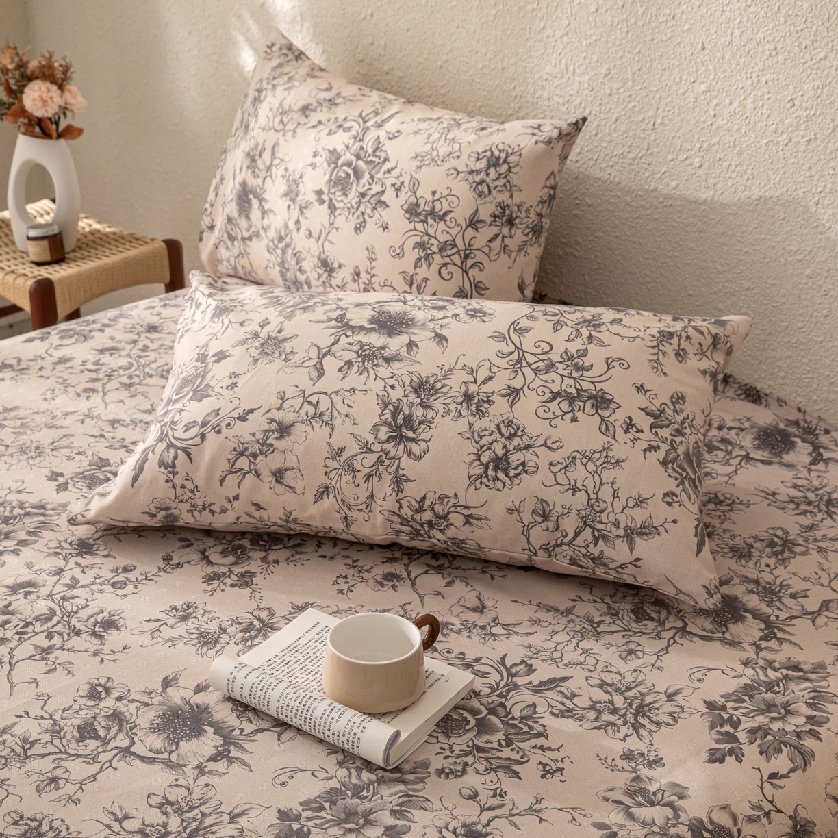 91家纺网 家纺一手货源 找家纺 金泰莱 2026新款棉麻老粗布床单亚麻老粗布凉席 霜藤