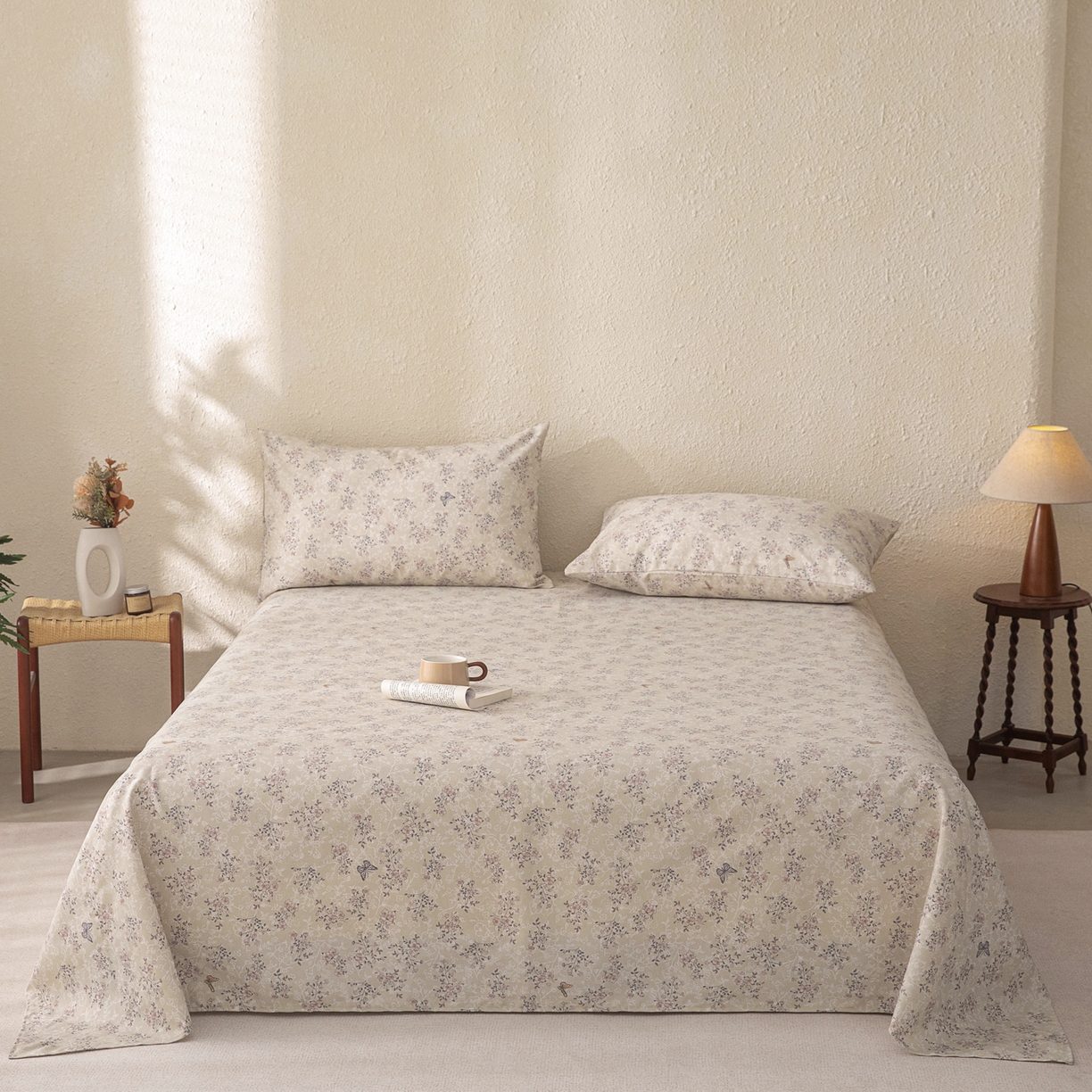 91家纺网 家纺一手货源 找家纺 金泰莱 2026新款棉麻老粗布床单亚麻老粗布凉席 雾花