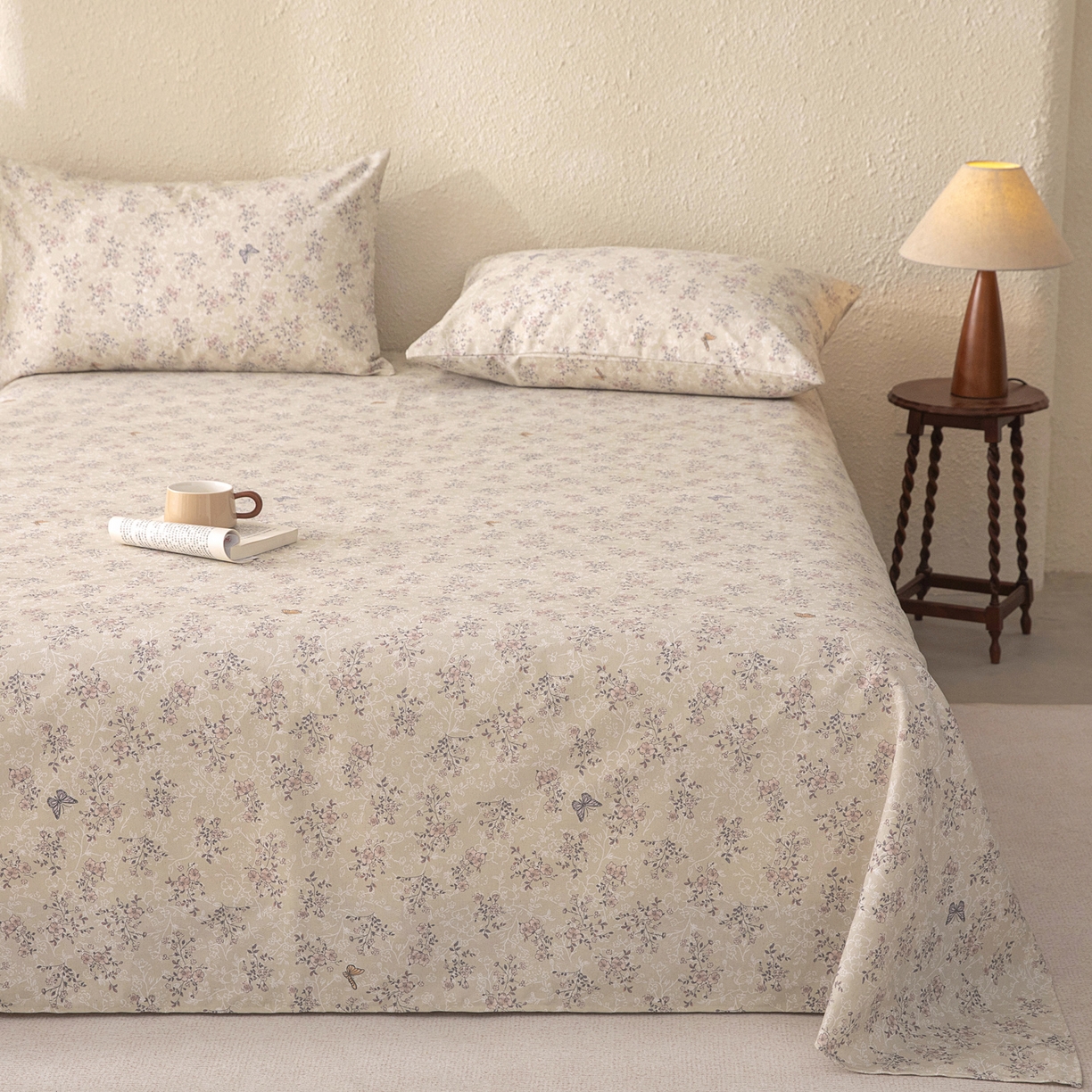 91家纺网 家纺一手货源 找家纺 金泰莱 2026新款棉麻老粗布床单亚麻老粗布凉席 雾花