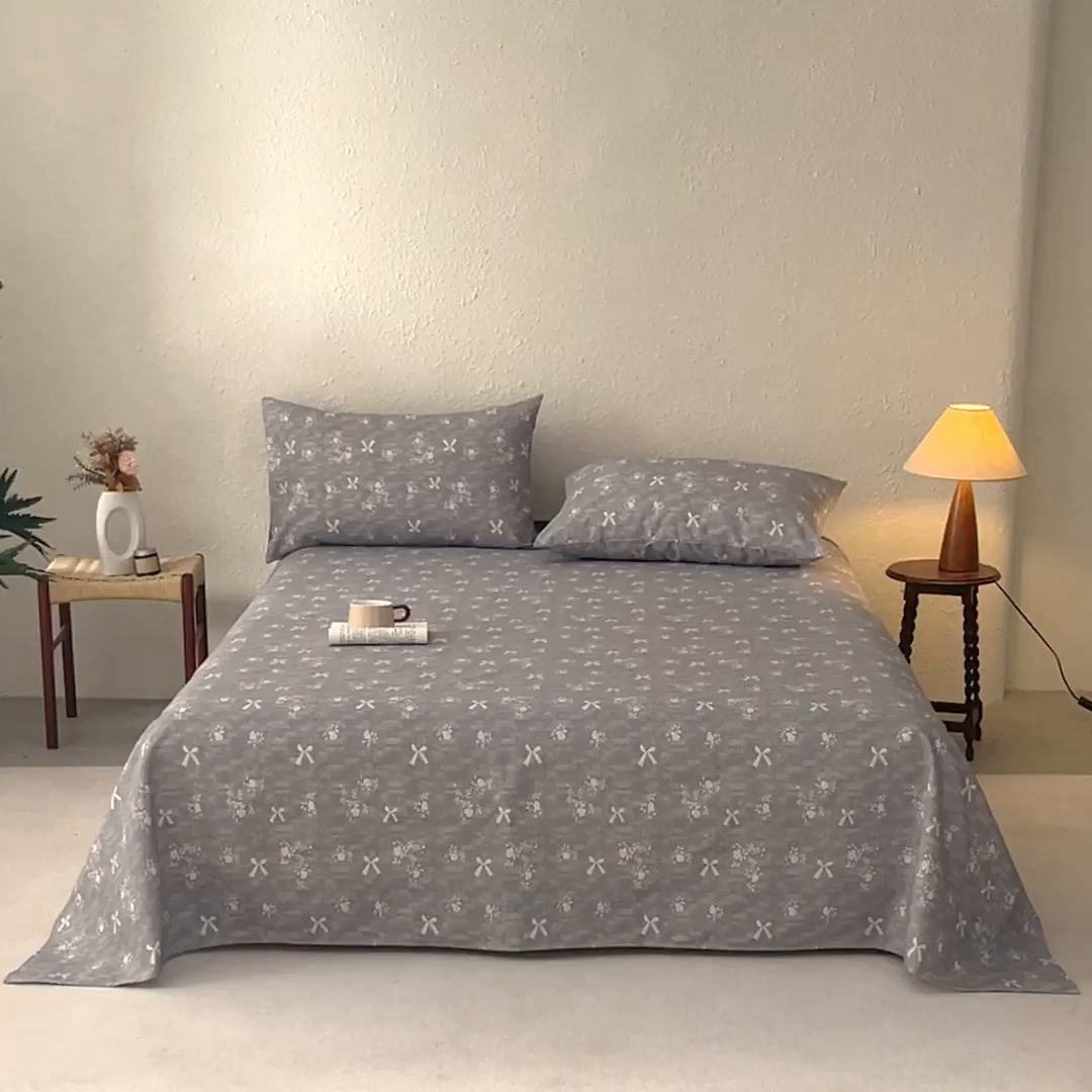 91家纺网 家纺一手货源 找家纺 金泰莱 2026新款棉麻老粗布床单亚麻老粗布凉席 星蝶