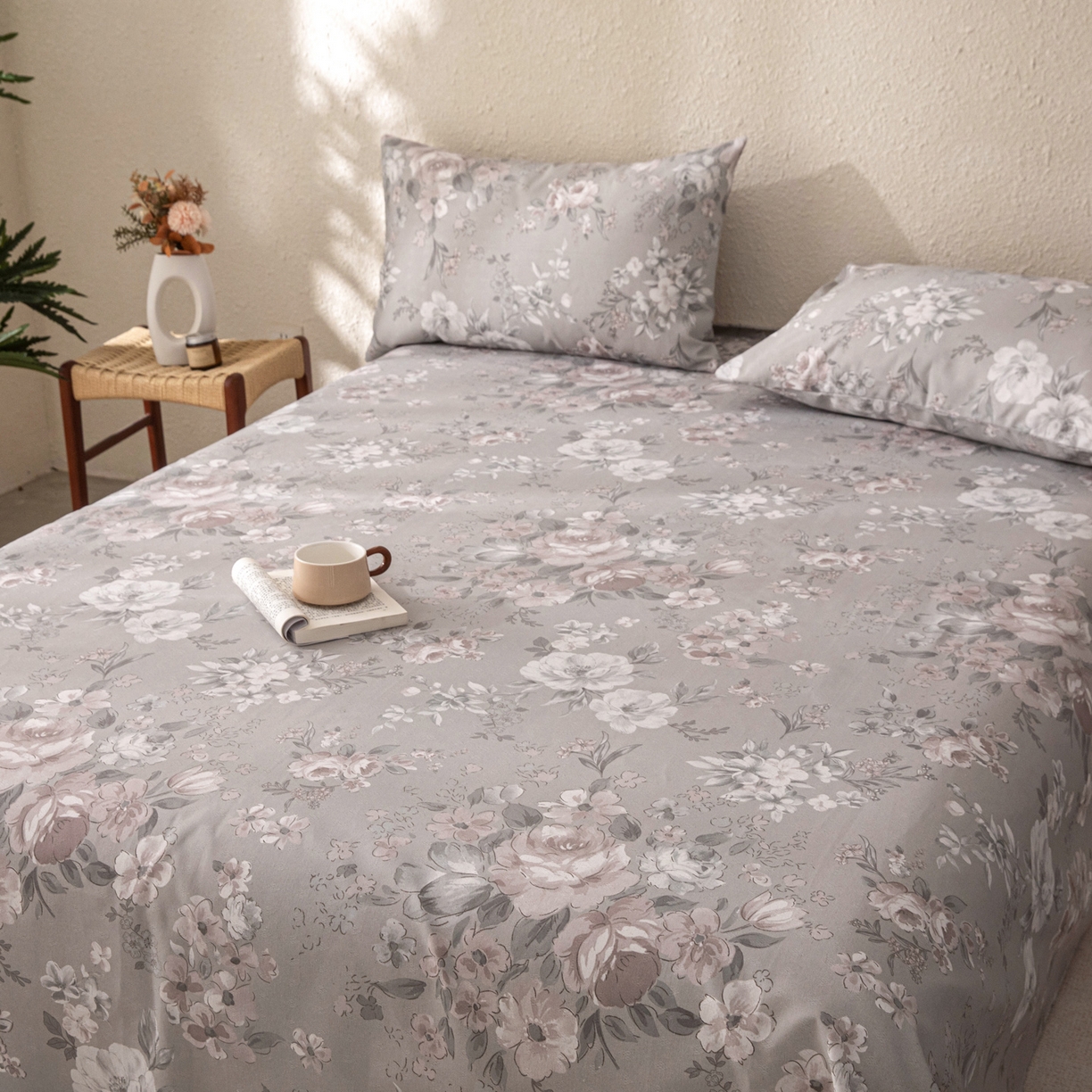 91家纺网 家纺一手货源 找家纺 金泰莱 2026新款棉麻老粗布床单亚麻老粗布凉席 烟樱