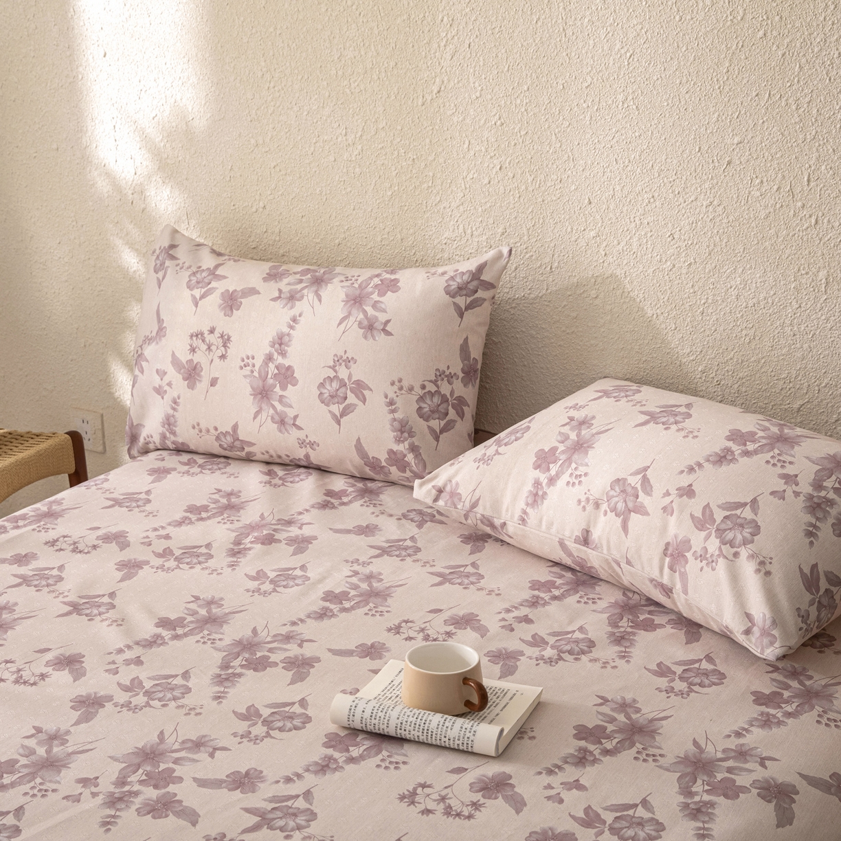 91家纺网 家纺一手货源 找家纺 金泰莱 2026新款棉麻老粗布床单亚麻老粗布凉席 紫鸢