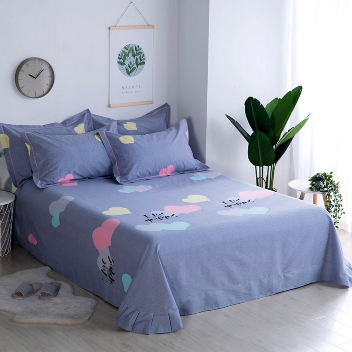 缘舒家纺 2025新款全棉纯棉加厚磨毛床单单件--单床单 五彩心情-灰