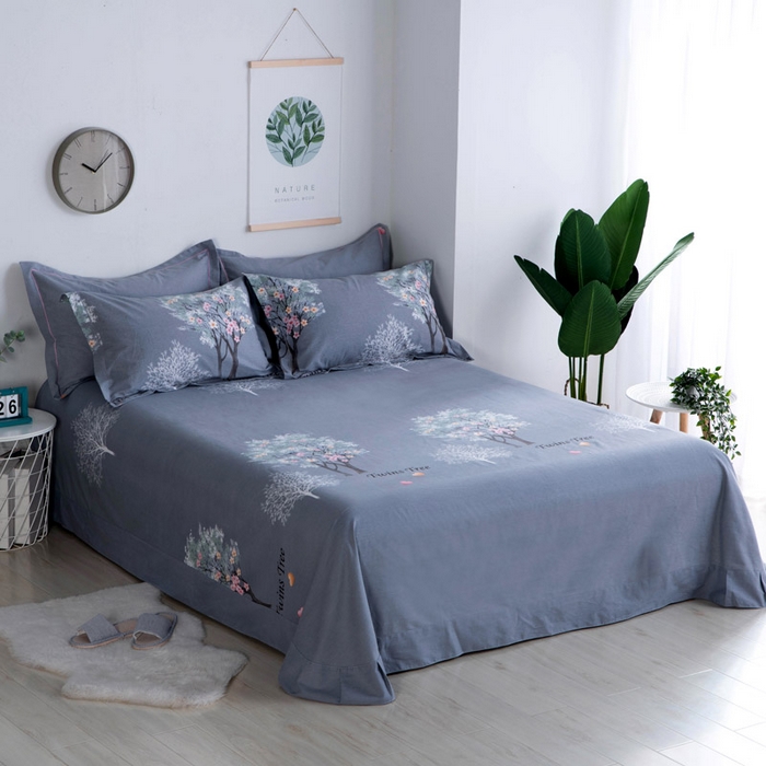 缘舒家纺 2025新款全棉纯棉加厚磨毛床单单件--单床单 昕薇-蓝