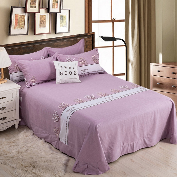 缘舒家纺 2025新款全棉纯棉加厚磨毛床单单件--单床单 爱如初见（紫）