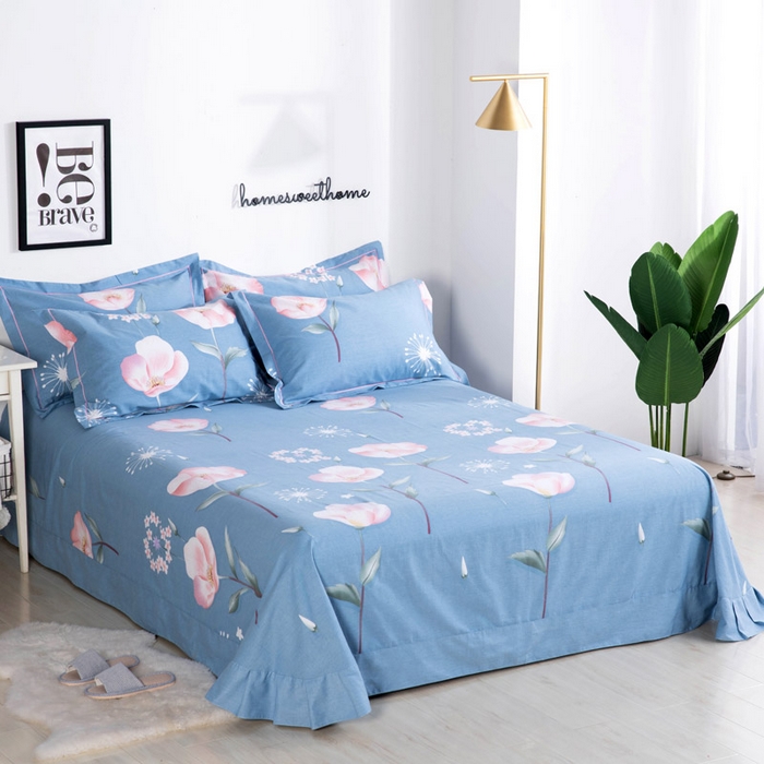 缘舒家纺 2025新款全棉纯棉加厚磨毛床单单件--单床单 彼岸炫美-蓝