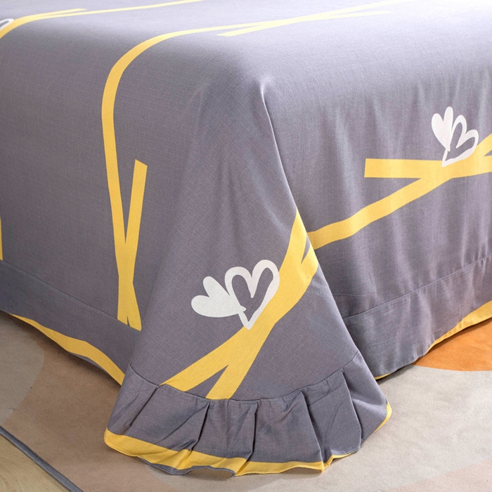 91家纺网 家纺一手货源 找家纺 缘舒家纺 2025新款全棉纯棉磨毛加厚四件套 甜心-灰