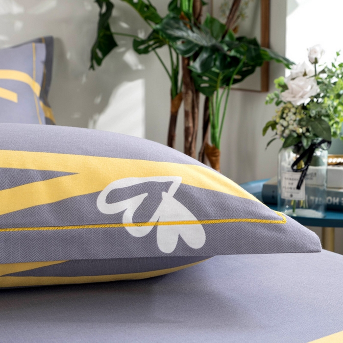 91家纺网 家纺一手货源 找家纺 缘舒家纺 2025新款全棉纯棉磨毛加厚四件套 甜心-灰