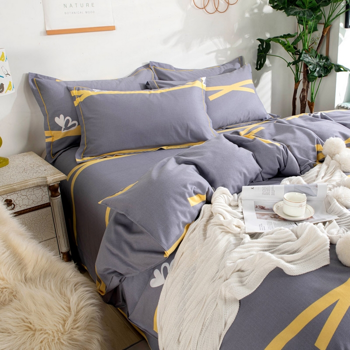 91家纺网 家纺一手货源 找家纺 缘舒家纺 2025新款全棉纯棉磨毛加厚四件套 甜心-灰