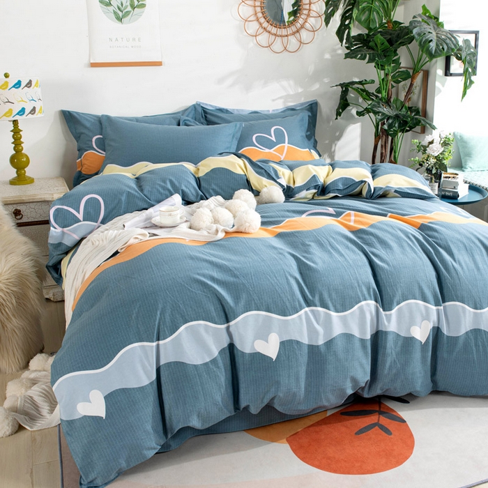 91家纺网 家纺一手货源 找家纺 缘舒家纺 2025新款全棉纯棉磨毛加厚四件套 心意-灰