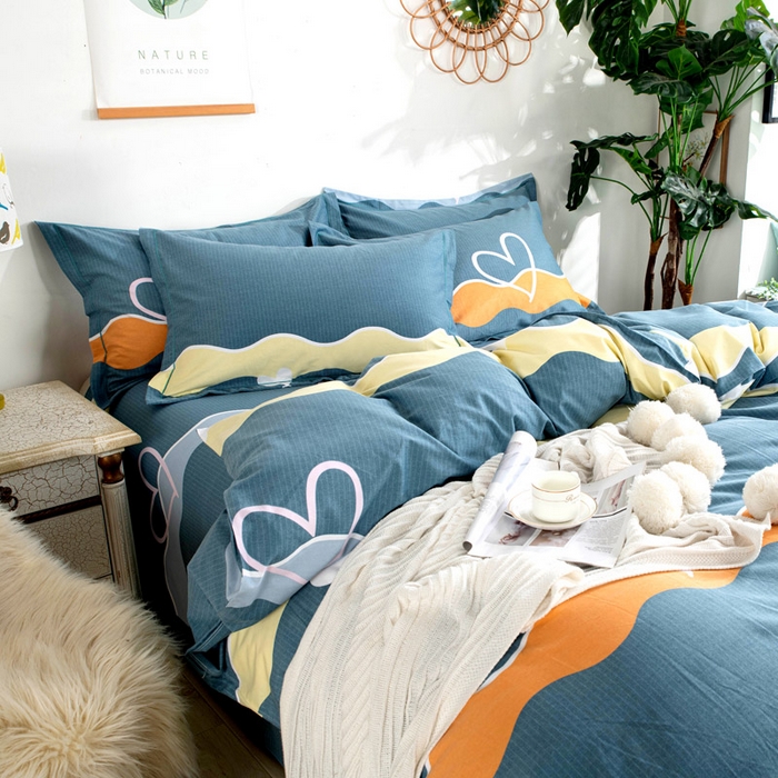 91家纺网 家纺一手货源 找家纺 缘舒家纺 2025新款全棉纯棉磨毛加厚四件套 心意-灰