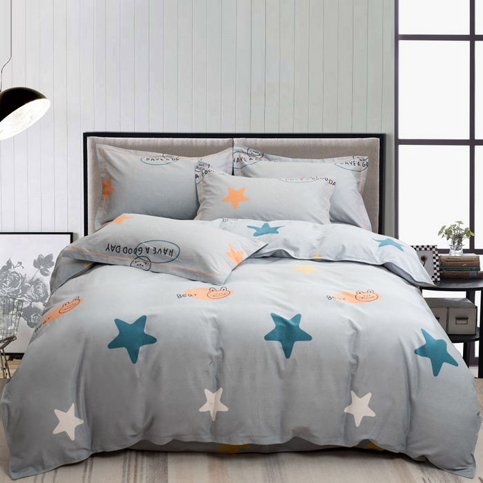 缘舒家纺 2025新款全棉纯棉磨毛加厚四件套 安琪儿-灰