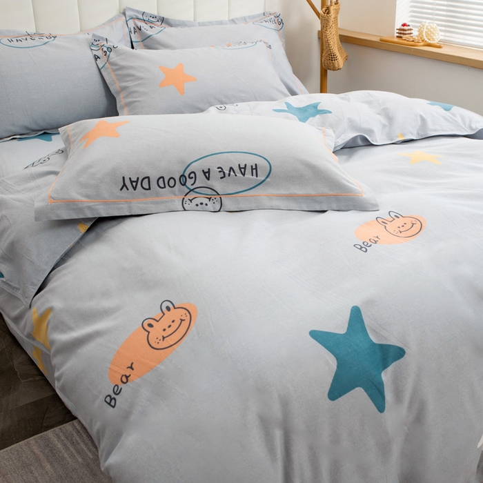 91家纺网 家纺一手货源 找家纺 缘舒家纺 2025新款全棉纯棉磨毛加厚四件套 安琪儿-灰