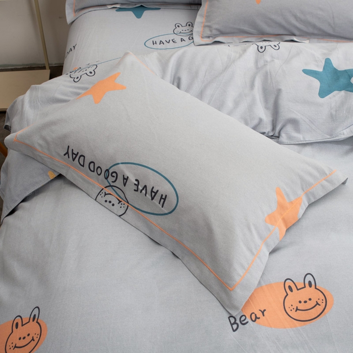 91家纺网 家纺一手货源 找家纺 缘舒家纺 2025新款全棉纯棉磨毛加厚四件套 安琪儿-灰