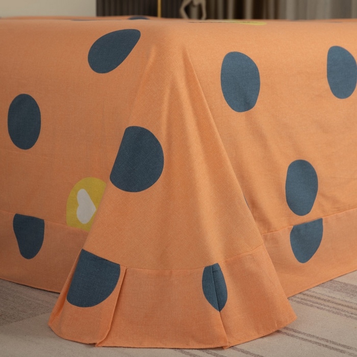 91家纺网 家纺一手货源 找家纺 缘舒家纺 2025新款全棉纯棉磨毛加厚四件套 波点舞台-桔