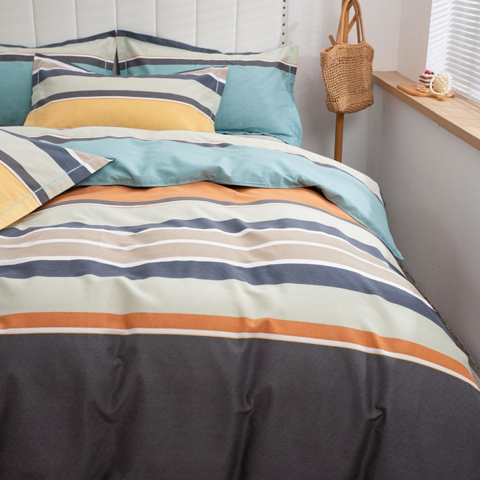 91家纺网 家纺一手货源 找家纺 缘舒家纺 2025新款全棉纯棉磨毛加厚四件套 潮青春-桔