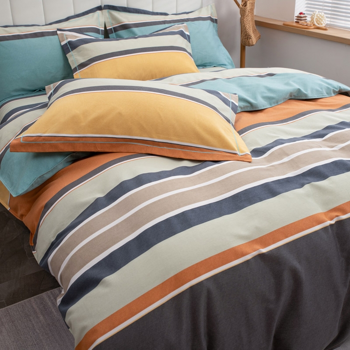 91家纺网 家纺一手货源 找家纺 缘舒家纺 2025新款全棉纯棉磨毛加厚四件套 潮青春-桔