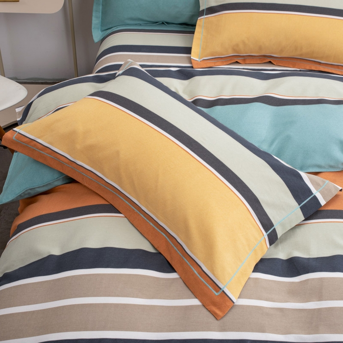 91家纺网 家纺一手货源 找家纺 缘舒家纺 2025新款全棉纯棉磨毛加厚四件套 潮青春-桔