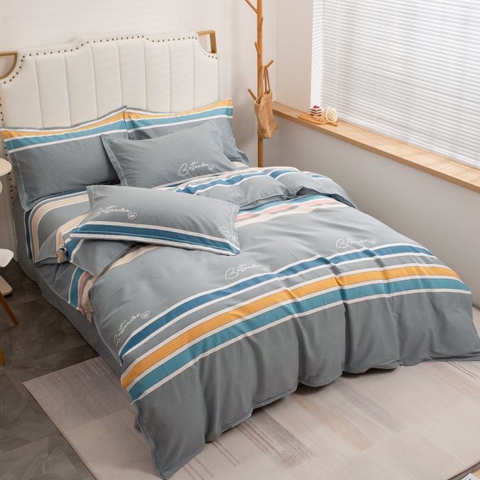 缘舒家纺 2025新款全棉纯棉磨毛加厚四件套 时空之旅-灰