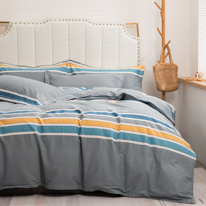 91家纺网 家纺一手货源 找家纺 缘舒家纺 2025新款全棉纯棉磨毛加厚四件套 时空之旅-灰