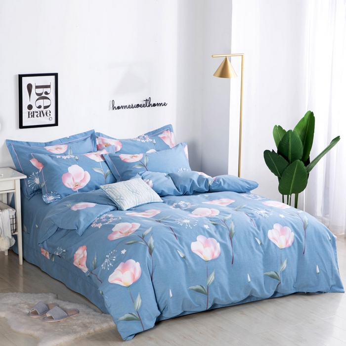 缘舒家纺 2025新款全棉纯棉磨毛加厚四件套 彼岸炫美-蓝