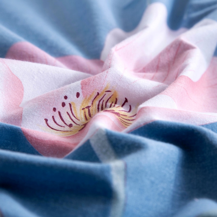 91家纺网 家纺一手货源 找家纺 缘舒家纺 2025新款全棉纯棉磨毛加厚四件套 彼岸炫美-蓝