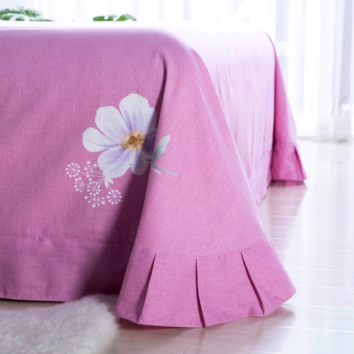 91家纺网 家纺一手货源 找家纺 缘舒家纺 2025新款全棉纯棉磨毛加厚四件套 春暖花开-红