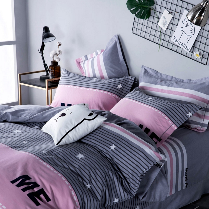 91家纺网 家纺一手货源 找家纺 缘舒家纺 2025新款全棉纯棉磨毛加厚四件套 典尚-粉