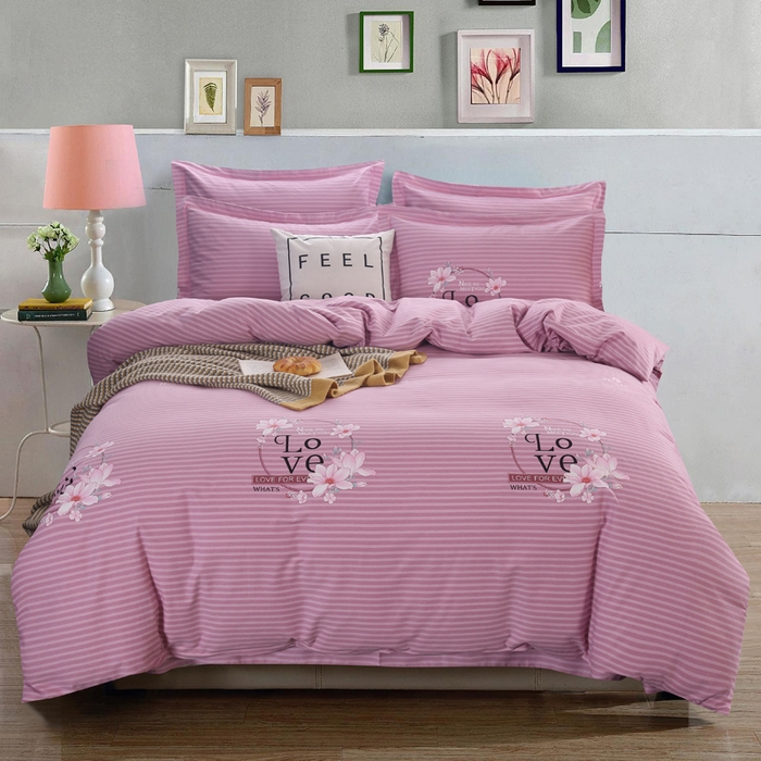 缘舒家纺 2025新款全棉纯棉磨毛加厚四件套 浮香-粉