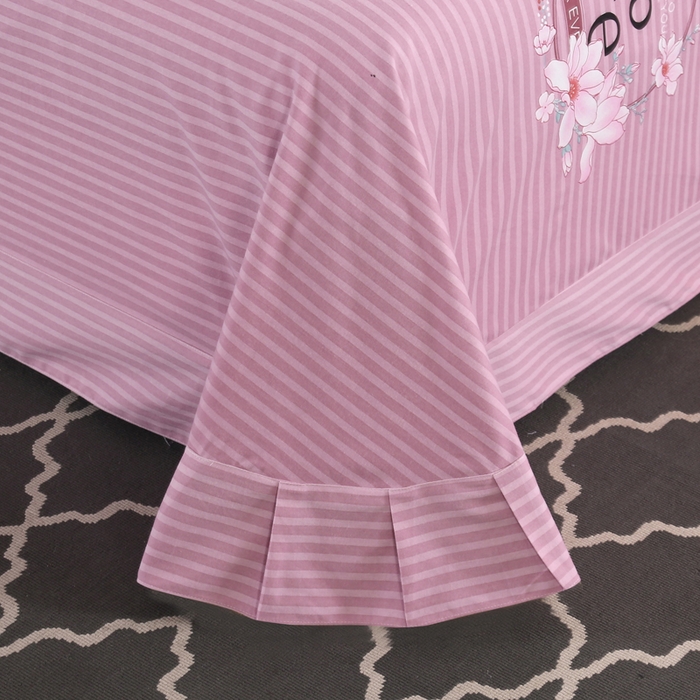 91家纺网 家纺一手货源 找家纺 缘舒家纺 2025新款全棉纯棉磨毛加厚四件套 浮香-粉