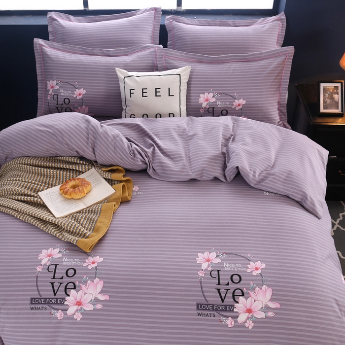 91家纺网 家纺一手货源 找家纺 缘舒家纺 2025新款全棉纯棉磨毛加厚四件套 浮香-灰