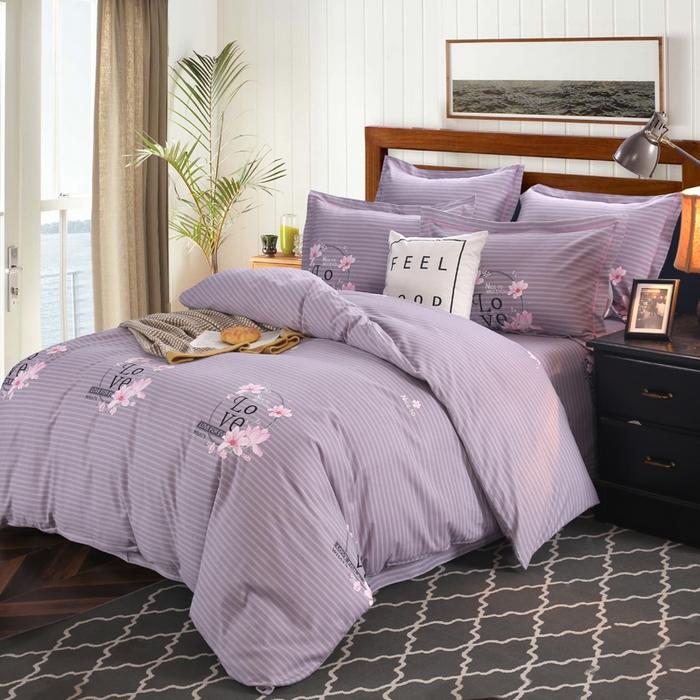 91家纺网 家纺一手货源 找家纺 缘舒家纺 2025新款全棉纯棉磨毛加厚四件套 浮香-灰