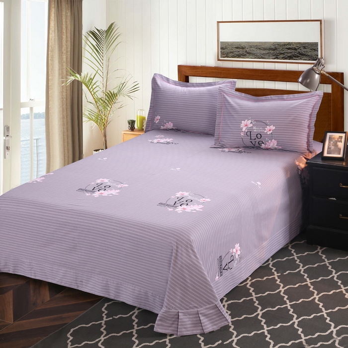 91家纺网 家纺一手货源 找家纺 缘舒家纺 2025新款全棉纯棉磨毛加厚四件套 浮香-灰