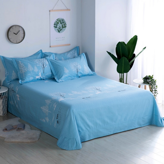 91家纺网 家纺一手货源 找家纺 缘舒家纺 2025新款全棉纯棉磨毛加厚四件套 漫森-蓝