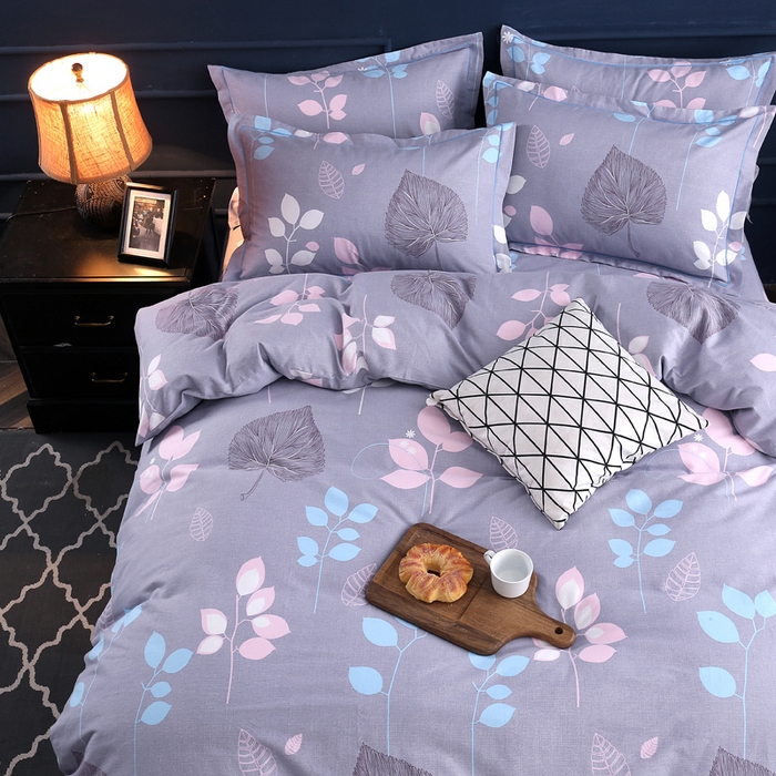 91家纺网 家纺一手货源 找家纺 缘舒家纺 2025新款全棉纯棉磨毛加厚四件套 沁香花语-紫