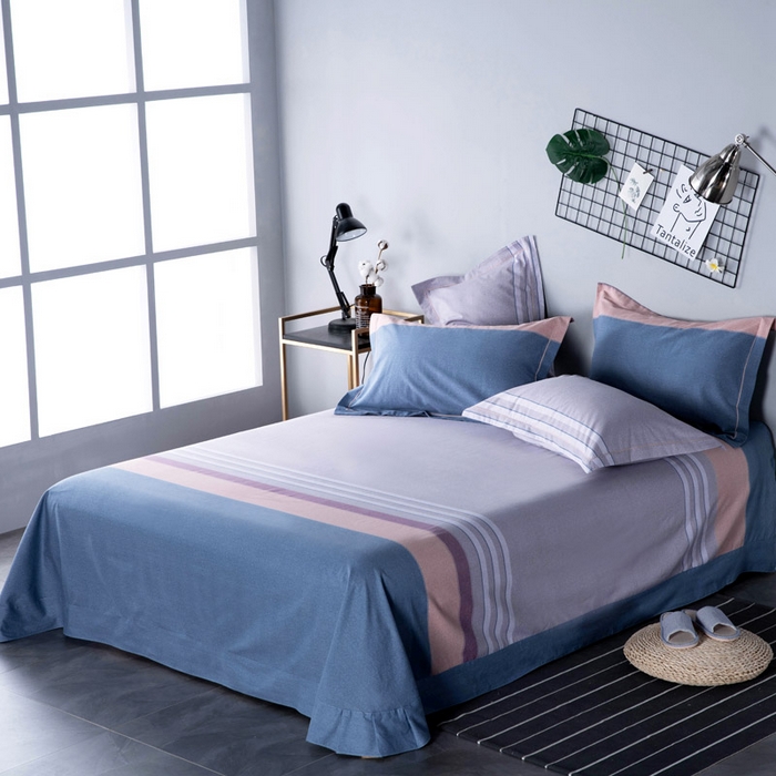 91家纺网 家纺一手货源 找家纺 缘舒家纺 2025新款全棉纯棉磨毛加厚四件套 倾城时光-蓝