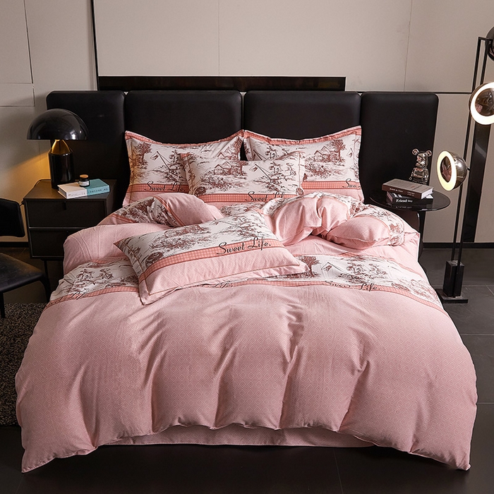 91家纺网 家纺一手货源 找家纺 缘舒家纺 2025新款全棉纯棉磨毛加厚四件套 爱莎