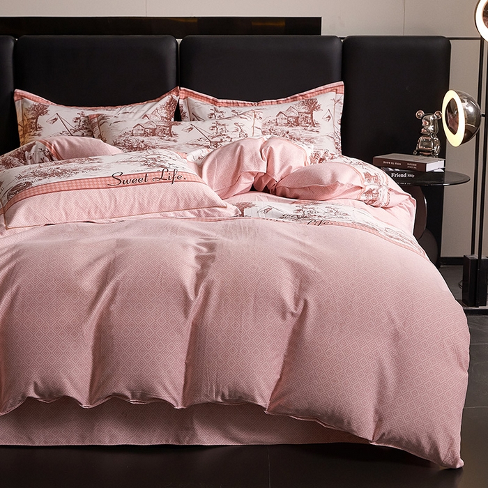 91家纺网 家纺一手货源 找家纺 缘舒家纺 2025新款全棉纯棉磨毛加厚四件套 爱莎