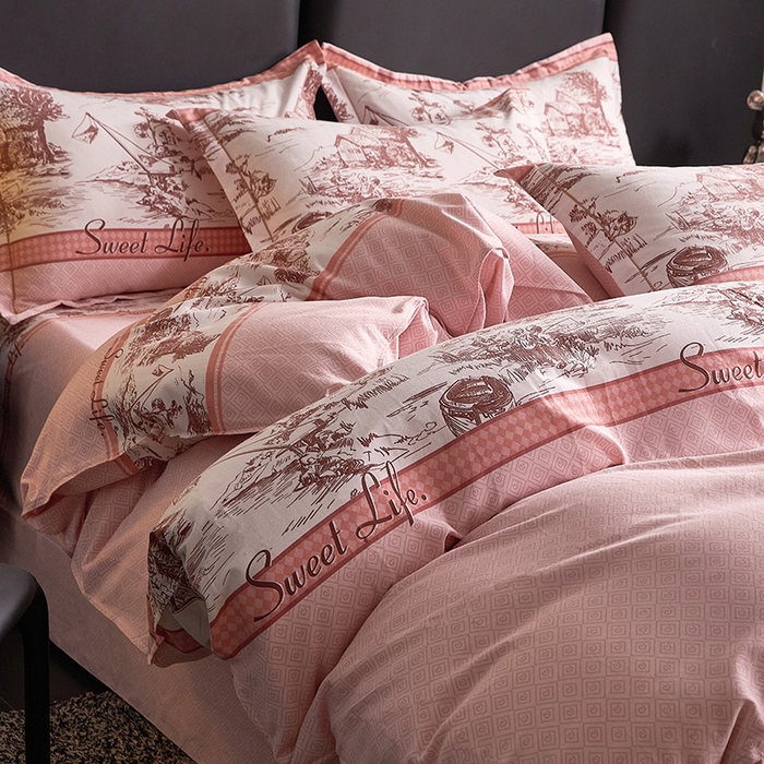 91家纺网 家纺一手货源 找家纺 缘舒家纺 2025新款全棉纯棉磨毛加厚四件套 爱莎