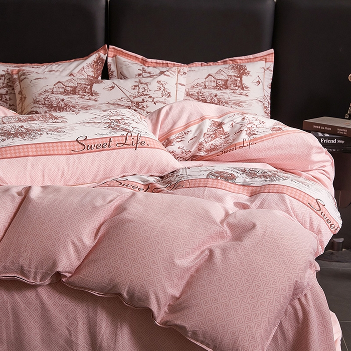 91家纺网 家纺一手货源 找家纺 缘舒家纺 2025新款全棉纯棉磨毛加厚四件套 爱莎