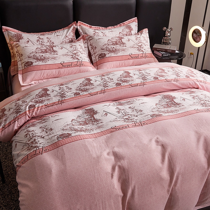 91家纺网 家纺一手货源 找家纺 缘舒家纺 2025新款全棉纯棉磨毛加厚四件套 爱莎