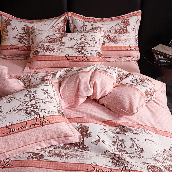 91家纺网 家纺一手货源 找家纺 缘舒家纺 2025新款全棉纯棉磨毛加厚四件套 爱莎